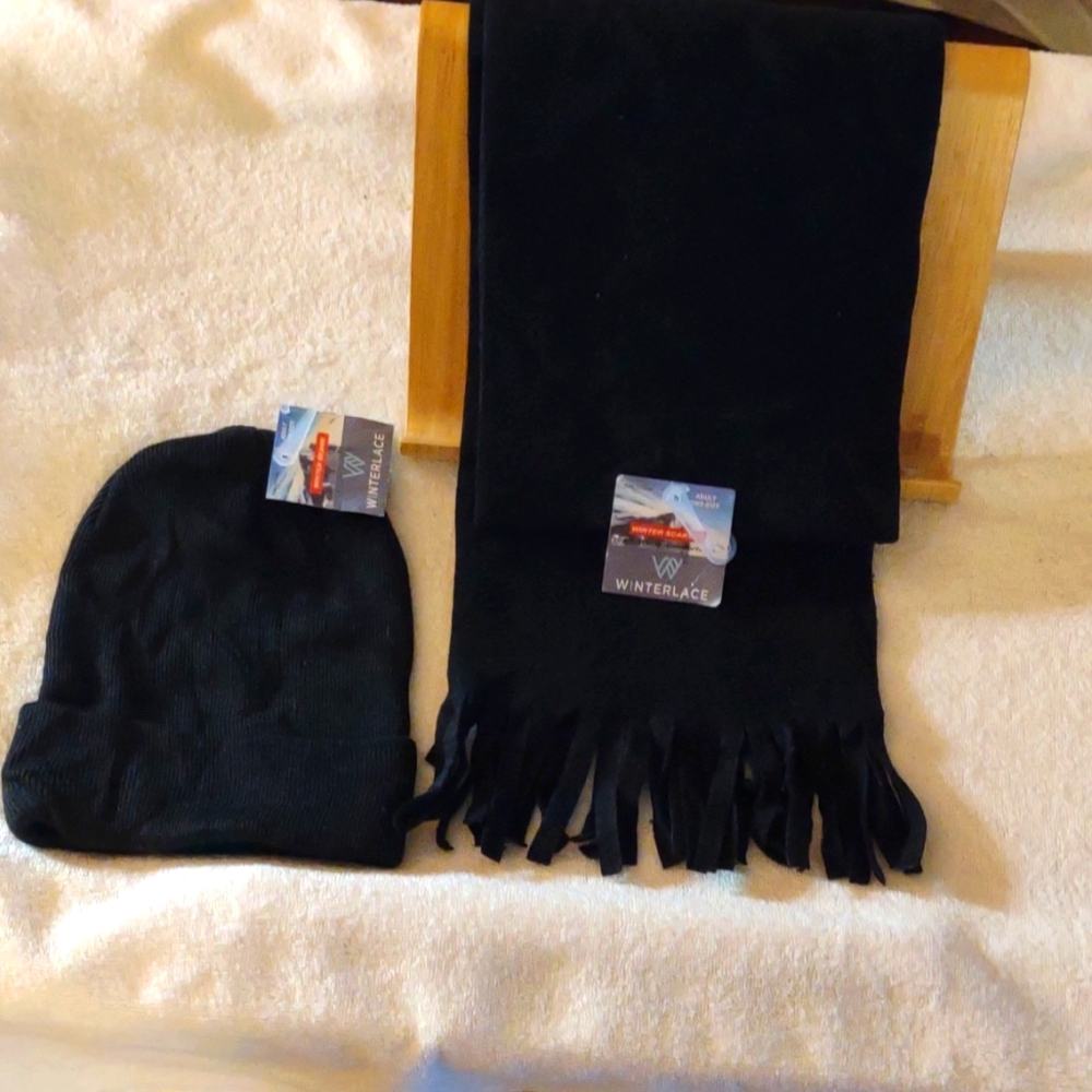 NWT - Scarf & Hat Combo | Winterlace | Adult - Black